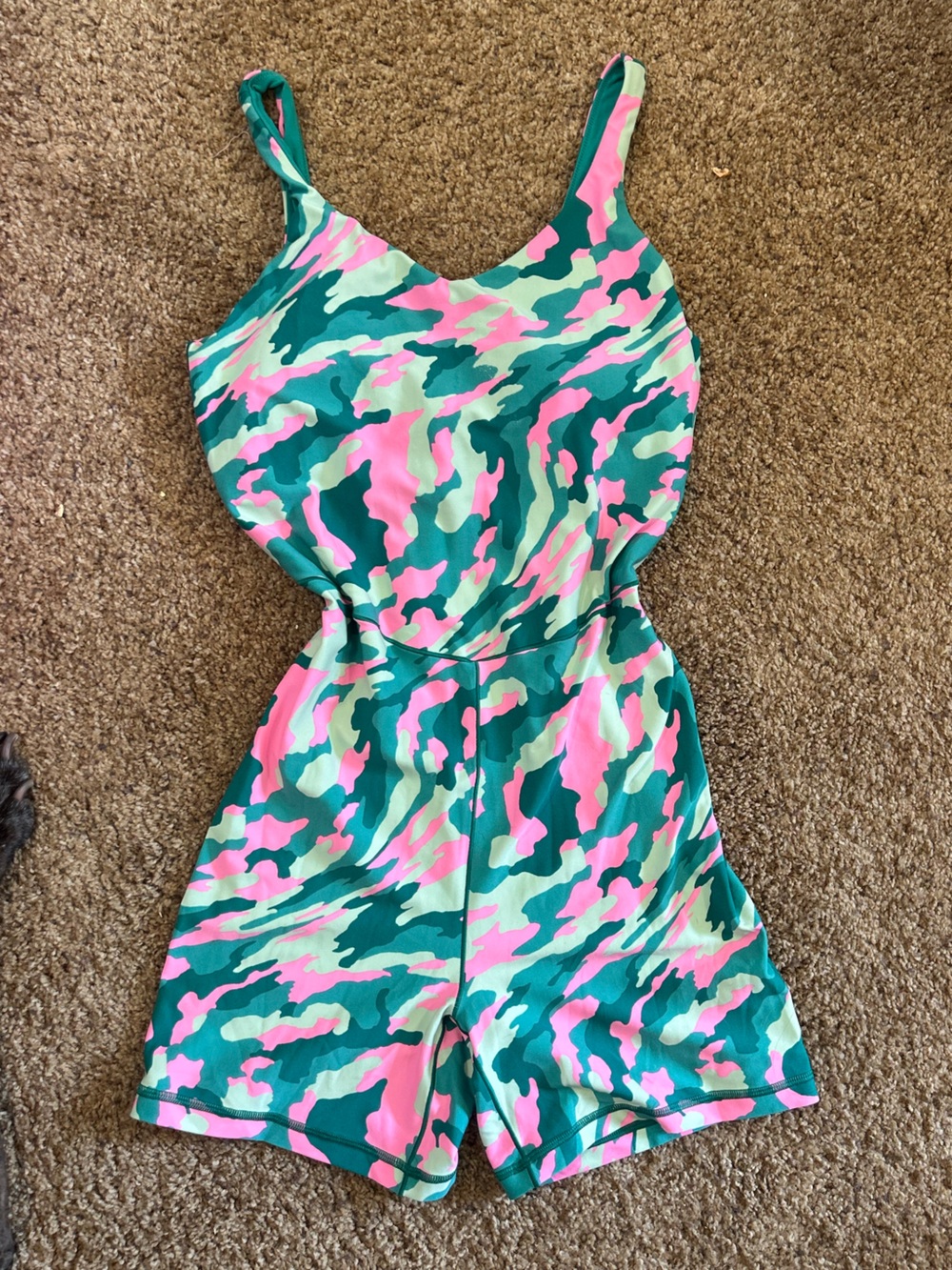 Aerie patterned bodysuit athletic playsuit built in bra bralette